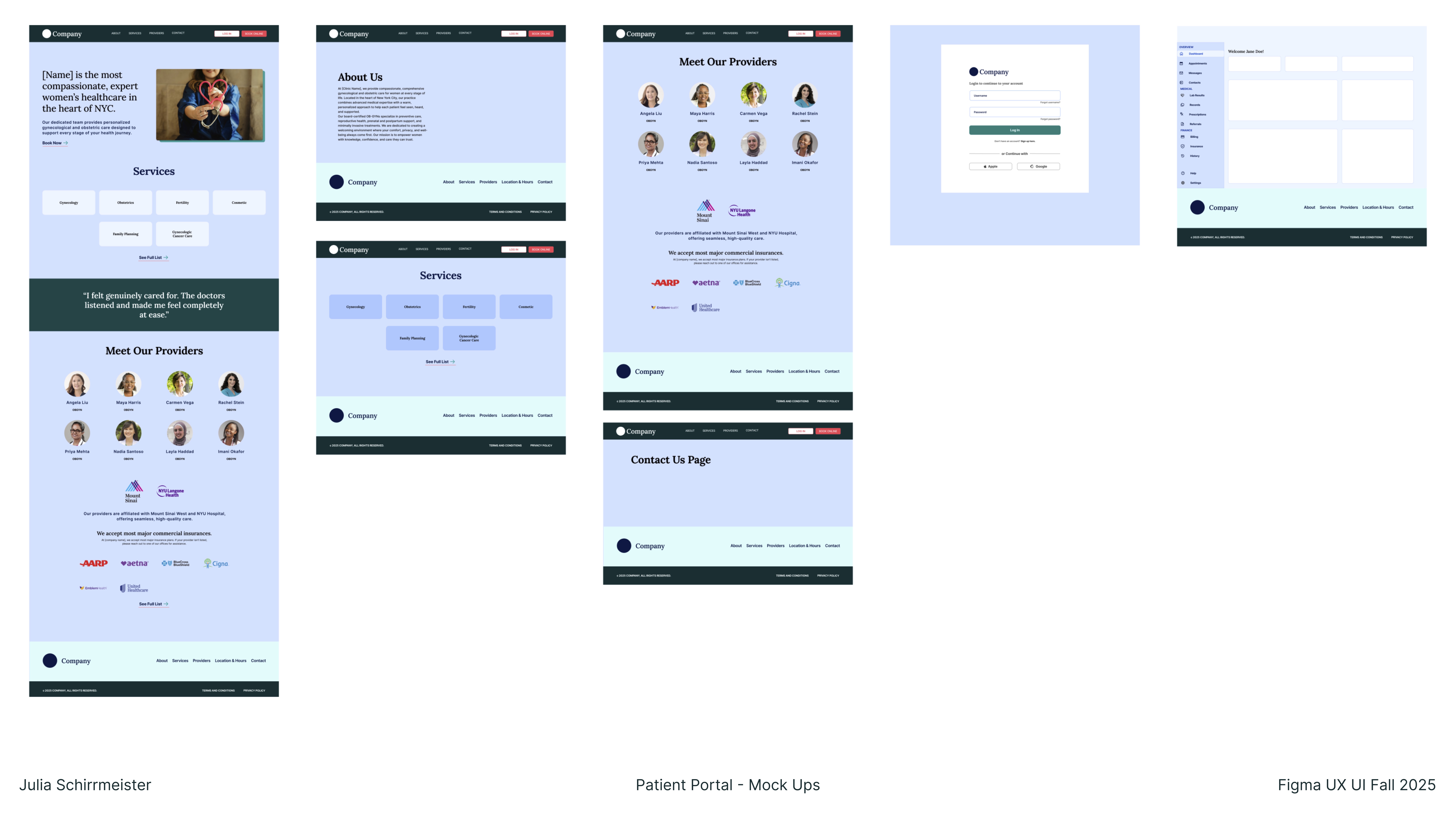 Patient Portal high-fidelity mockups and prototype screens